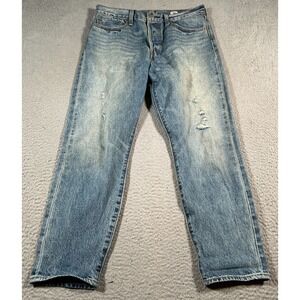 Levis Jeans Women‎ 30 (32x26) White Oak Selvedge Distressed Mid Rise Straight